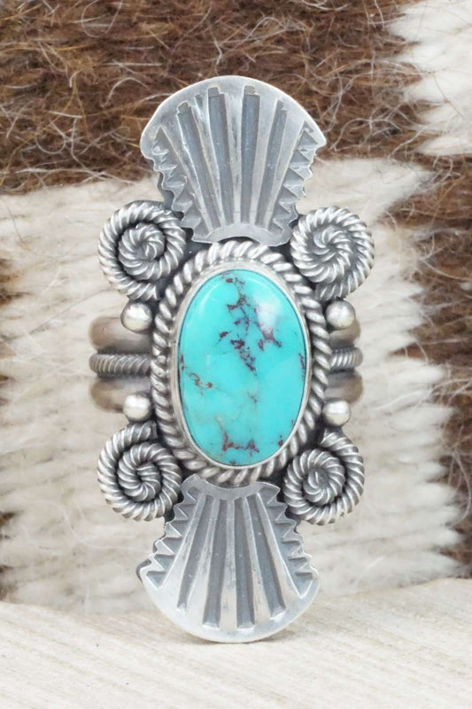 Turquoise & Sterling Silver Ring - Michael Calladitto - Size 8