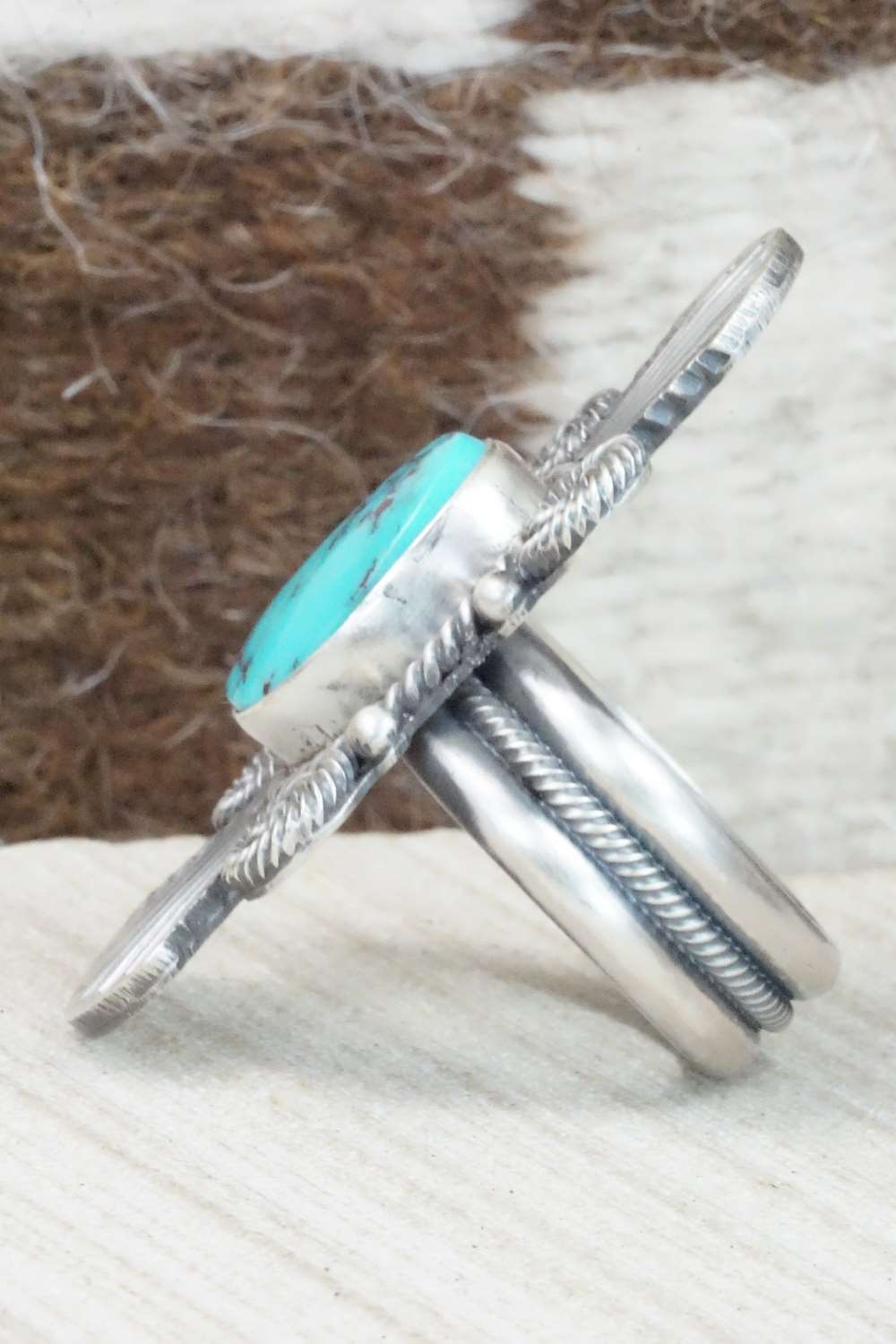 Turquoise & Sterling Silver Ring - Michael Calladitto - Size 8