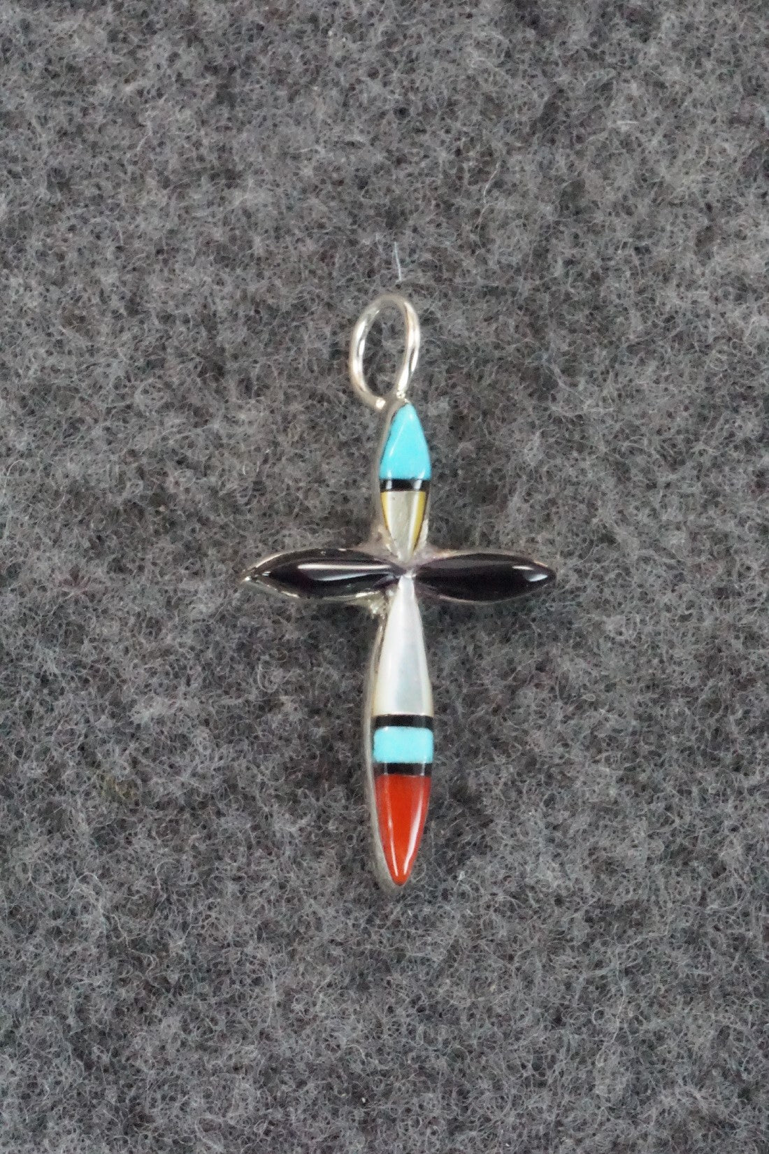 Multi Stone & Sterling Silver Inlay Pendant - Lynette Bowannie