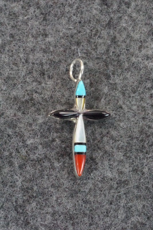 Multi Stone & Sterling Silver Inlay Pendant - Lynette Bowannie