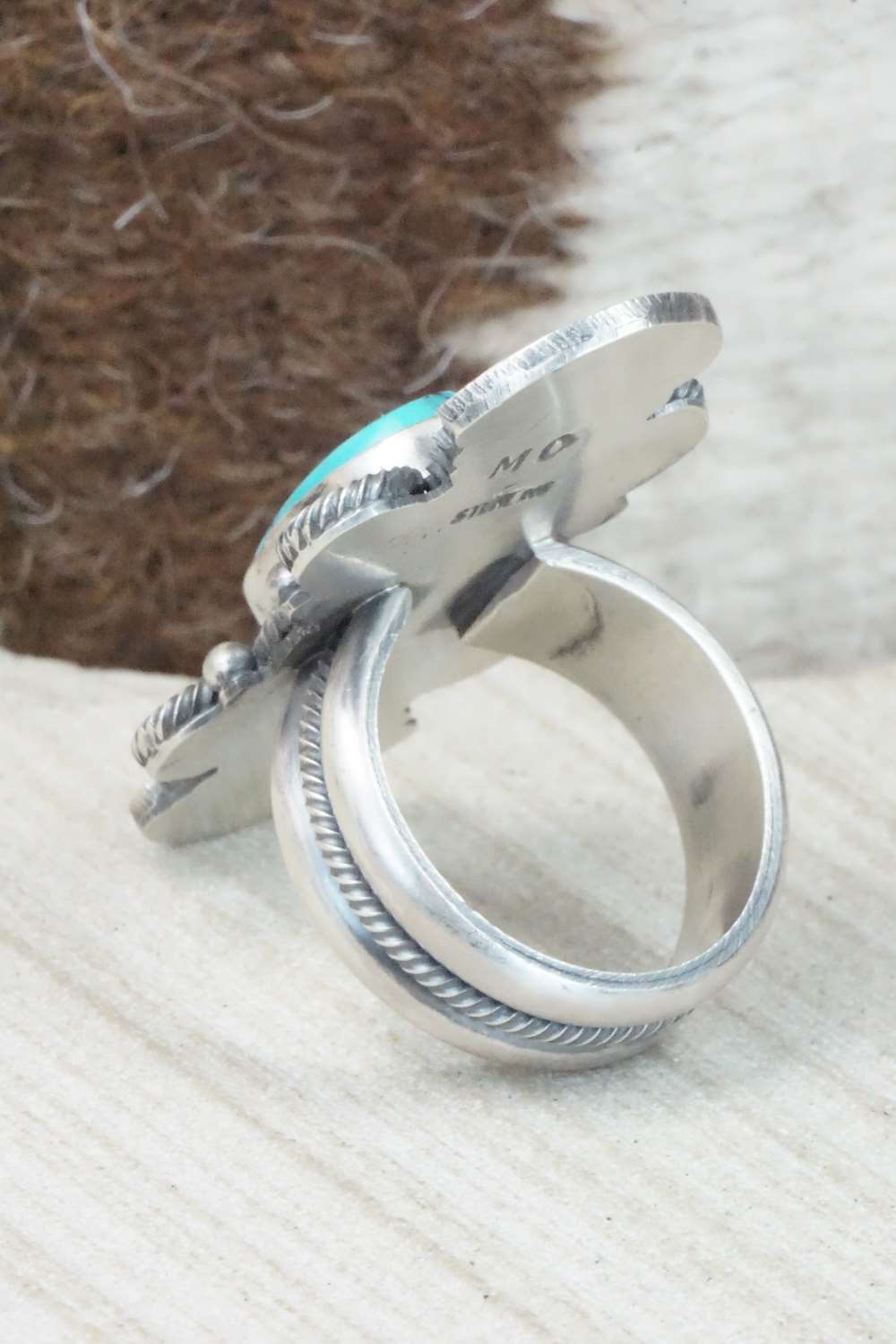 Turquoise & Sterling Silver Ring - Michael Calladitto - Size 8