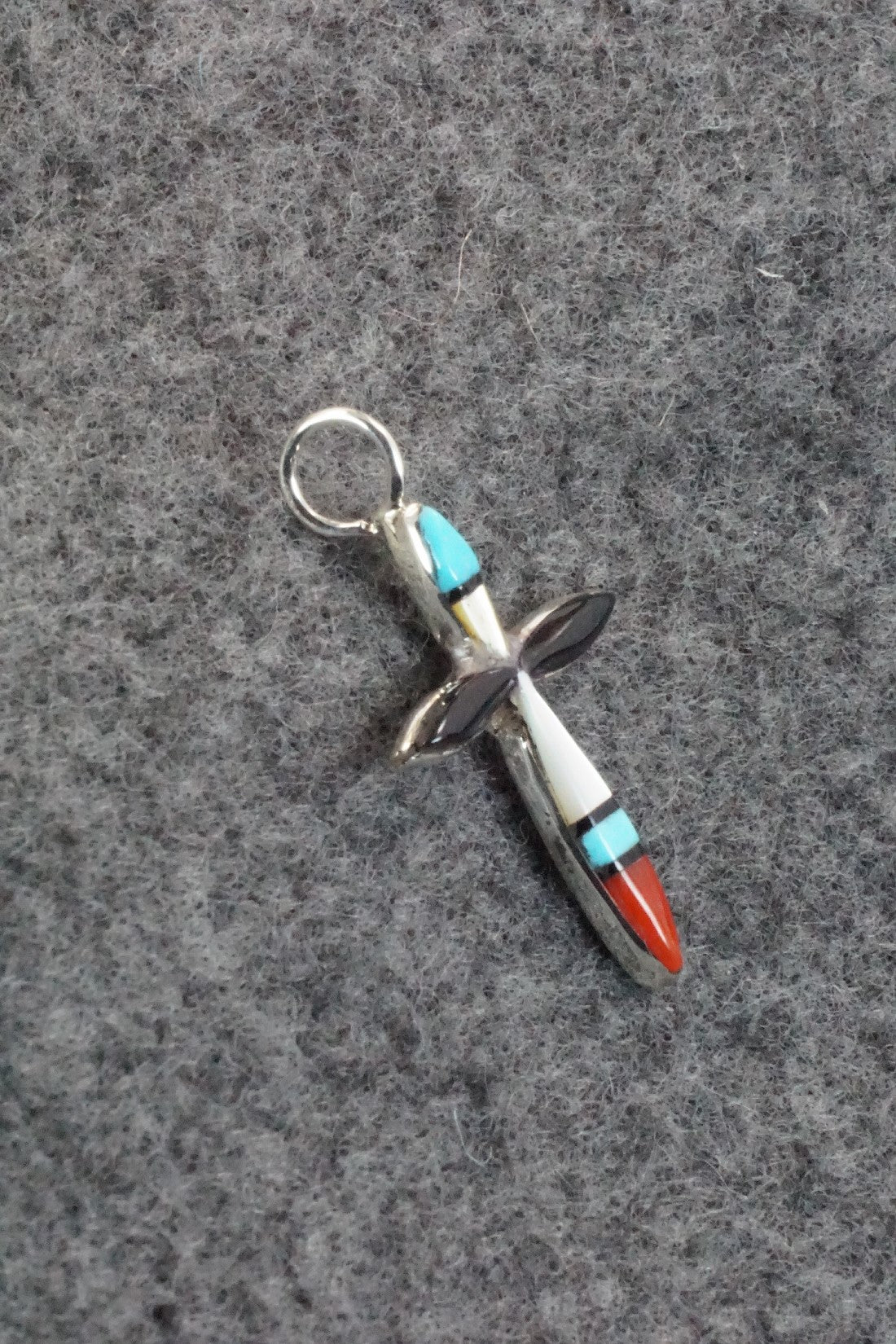 Multi Stone & Sterling Silver Inlay Pendant - Lynette Bowannie