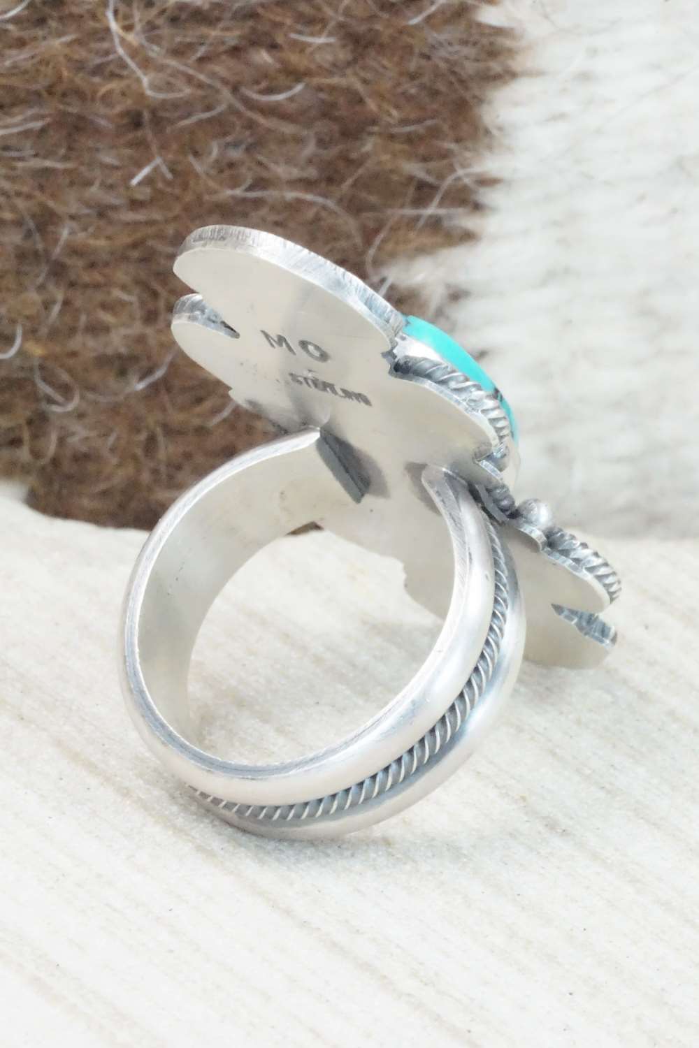 Turquoise & Sterling Silver Ring - Michael Calladitto - Size 8