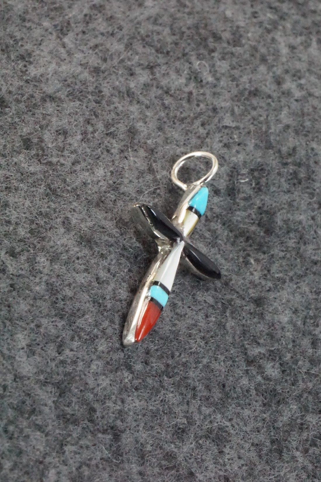 Multi Stone & Sterling Silver Inlay Pendant - Lynette Bowannie