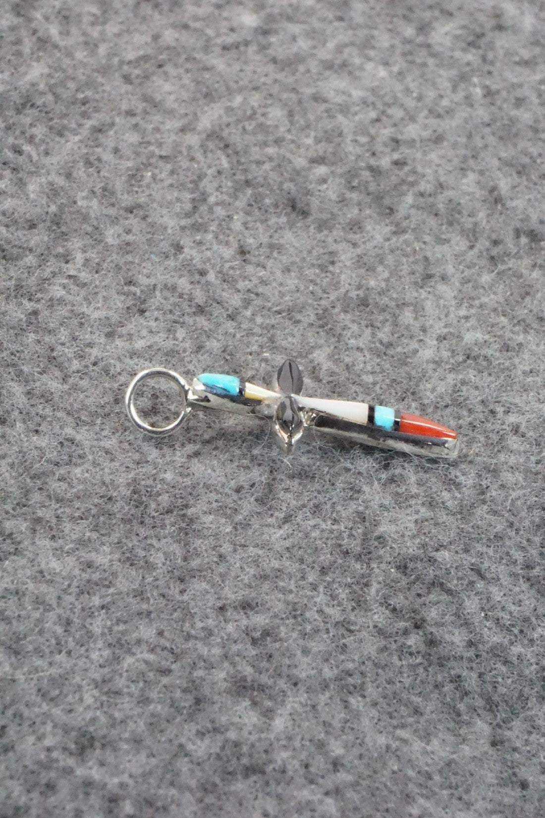 Multi Stone & Sterling Silver Inlay Pendant - Lynette Bowannie
