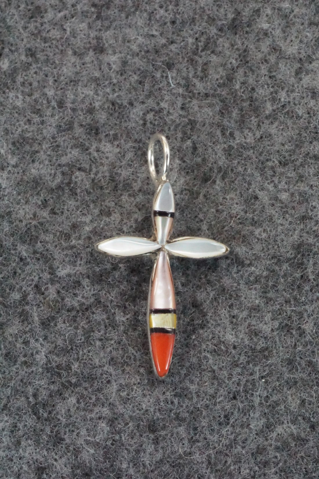 Multi Stone & Sterling Silver Inlay Pendant - Lynette Bowannie