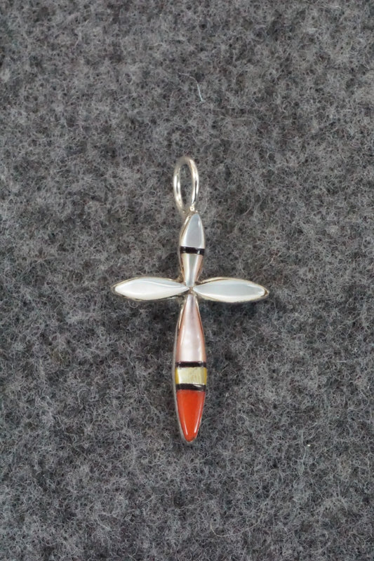 Multi Stone & Sterling Silver Inlay Pendant - Lynette Bowannie