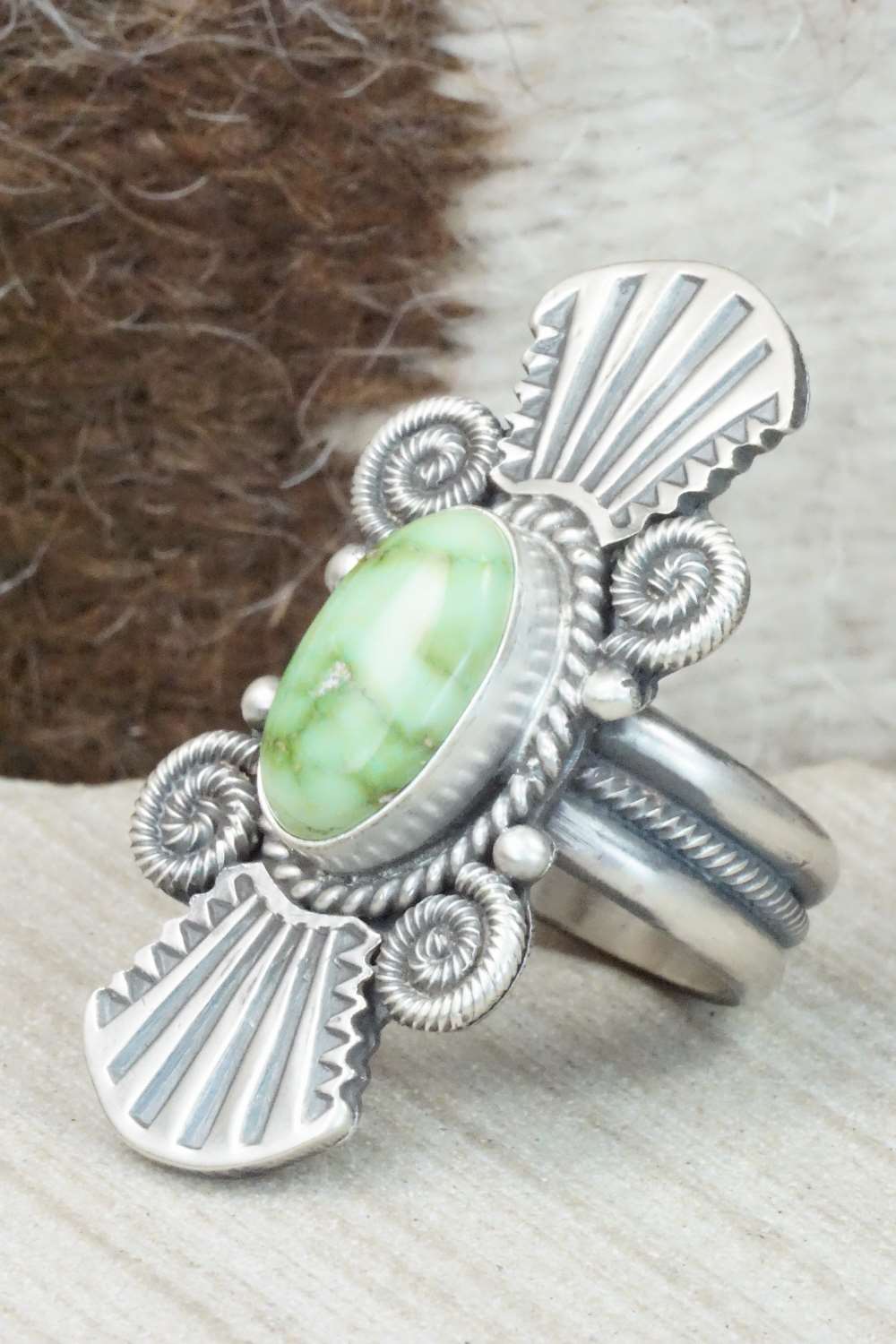 Turquoise & Sterling Silver Ring - Michael Calladitto - Size 8.25