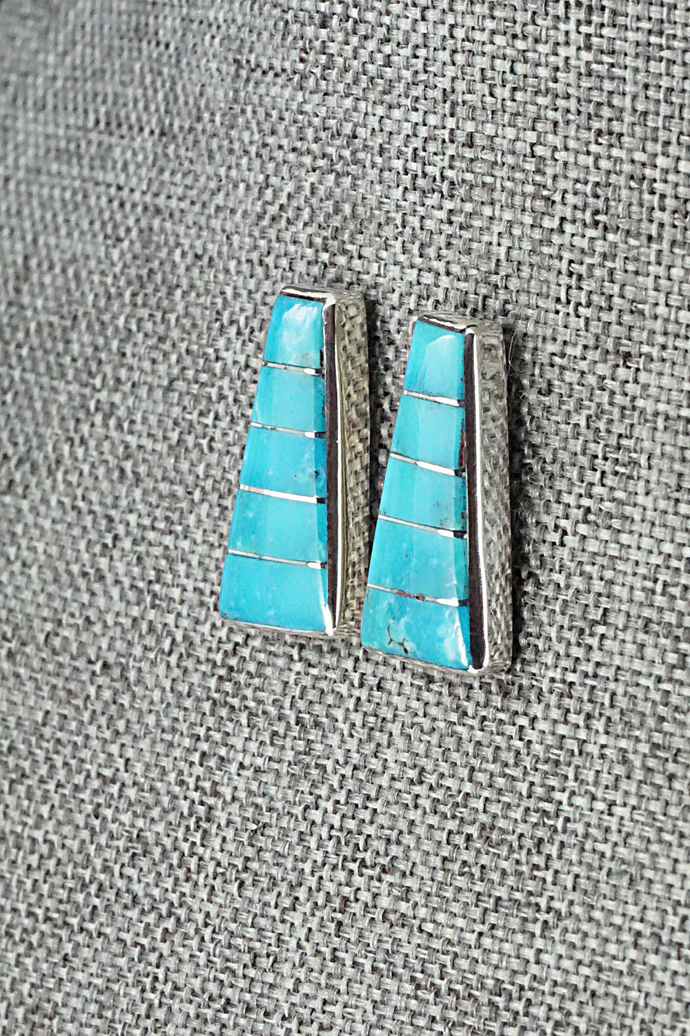 Turquoise & Sterling Silver Inlay Earrings - Michelle Haloo