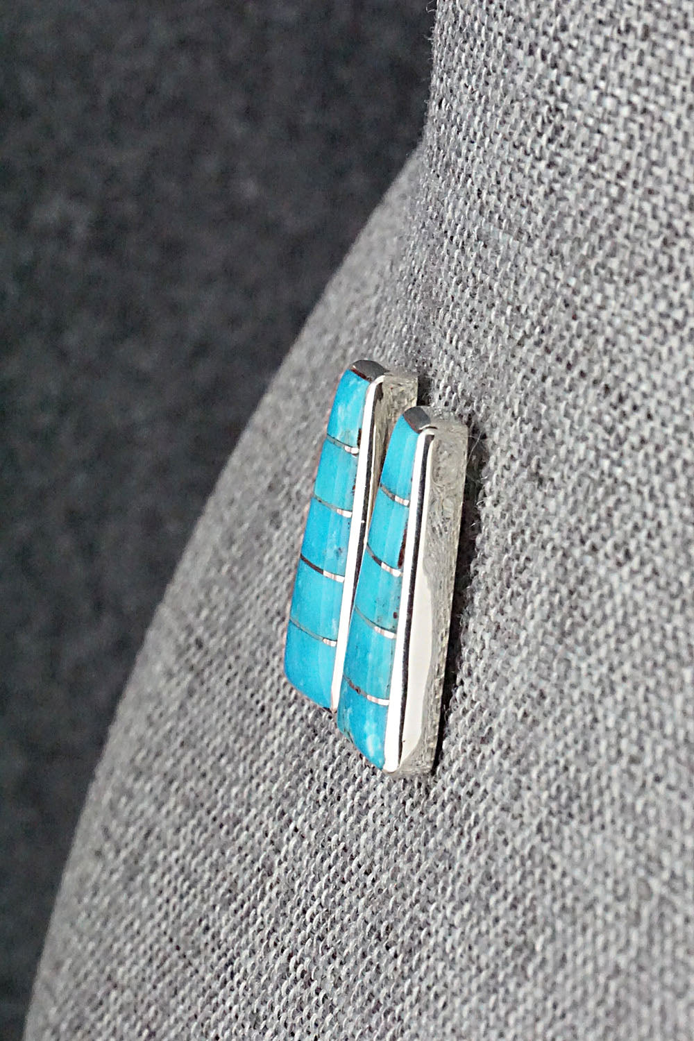 Turquoise & Sterling Silver Inlay Earrings - Michelle Haloo