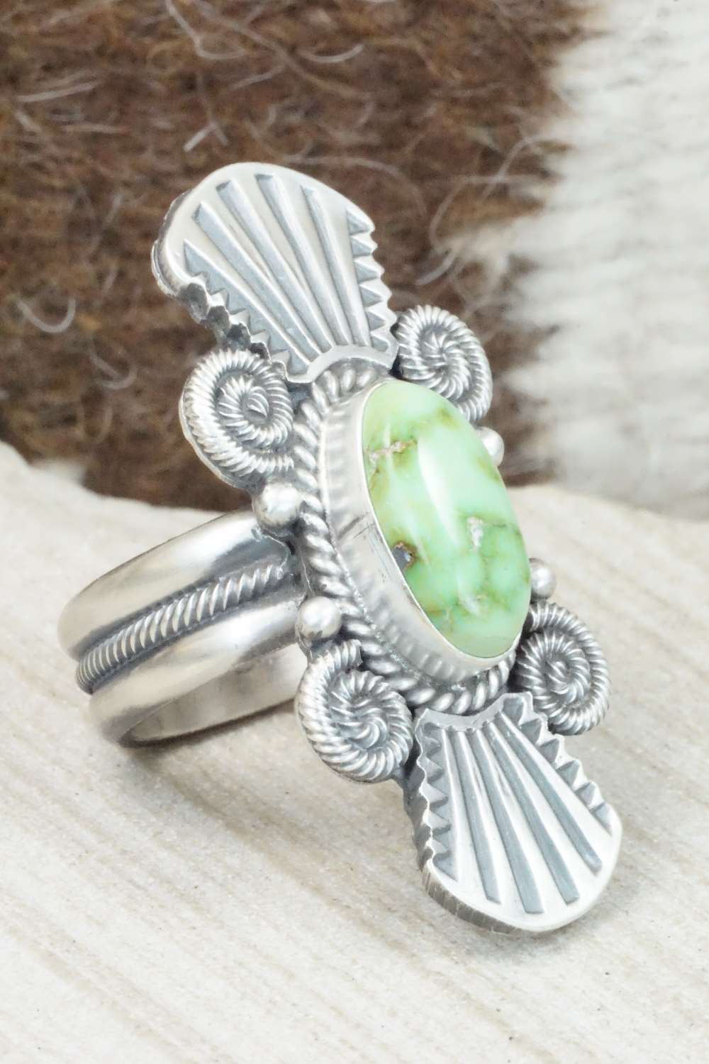 Turquoise & Sterling Silver Ring - Michael Calladitto - Size 8.25