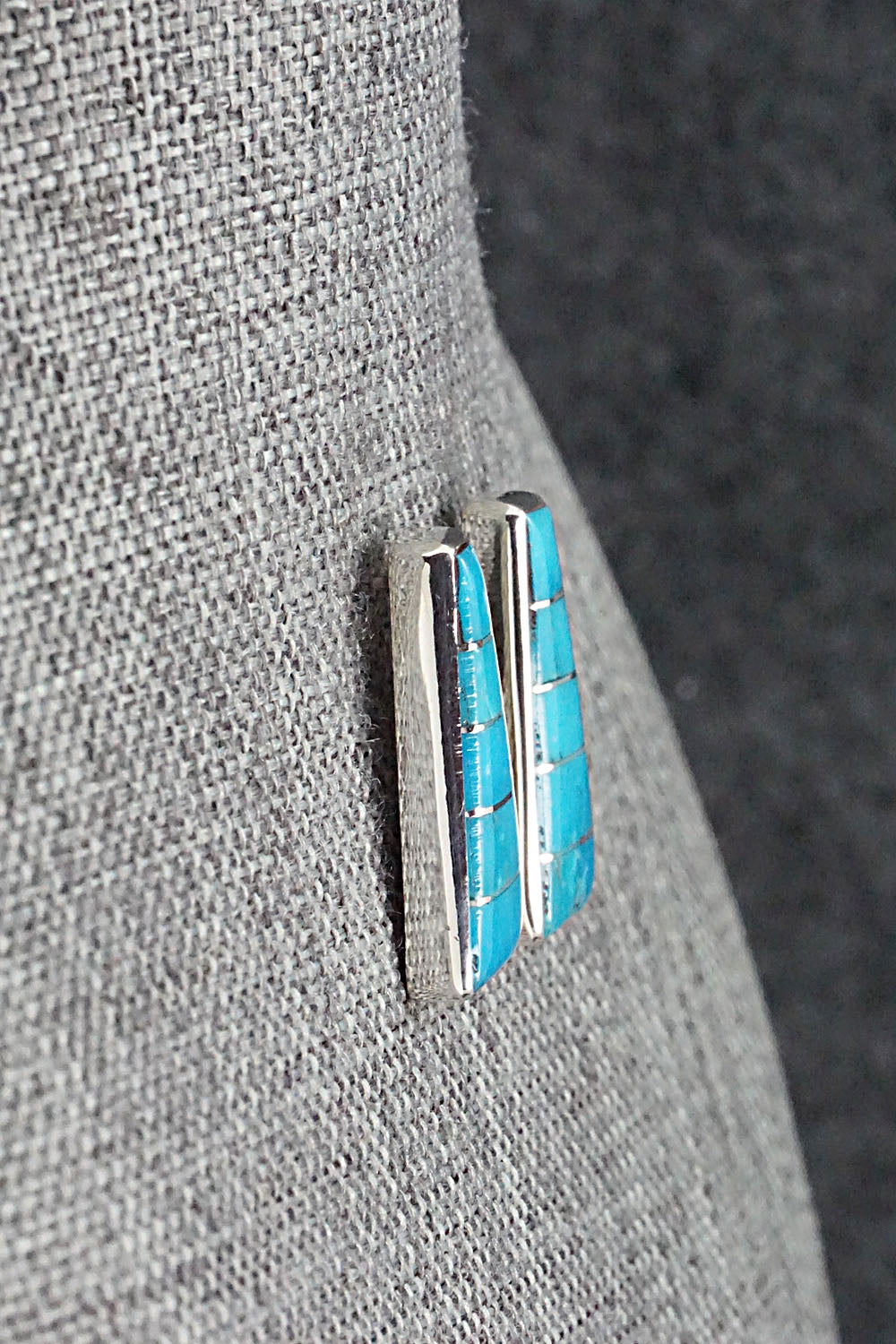 Turquoise & Sterling Silver Inlay Earrings - Michelle Haloo