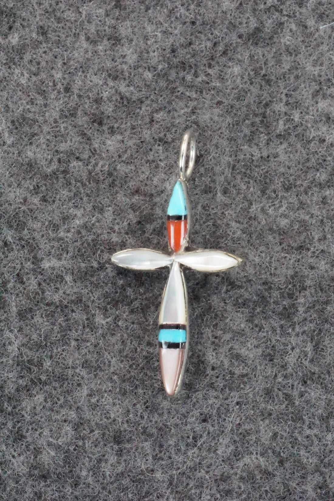 Multi Stone & Sterling Silver Inlay Pendant - Lynette Bowannie
