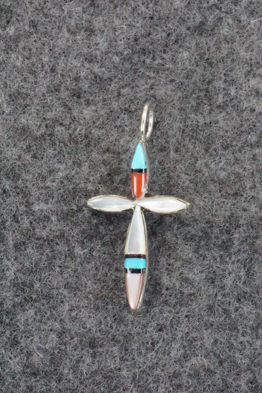 Multi Stone & Sterling Silver Inlay Pendant - Lynette Bowannie