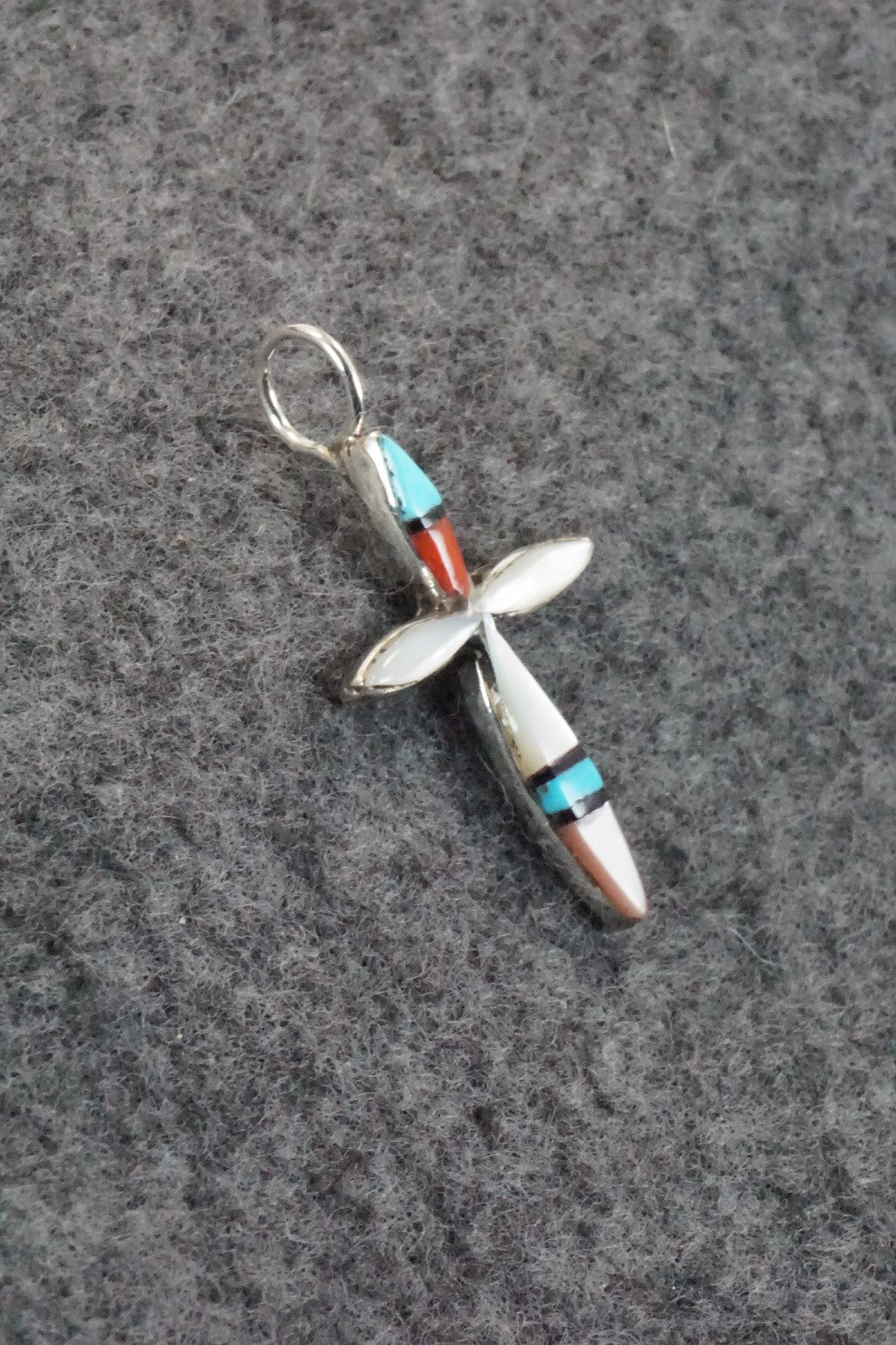 Multi Stone & Sterling Silver Inlay Pendant - Lynette Bowannie