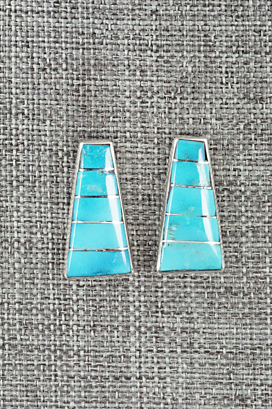 Turquoise & Sterling Silver Inlay Earrings - Michelle Haloo