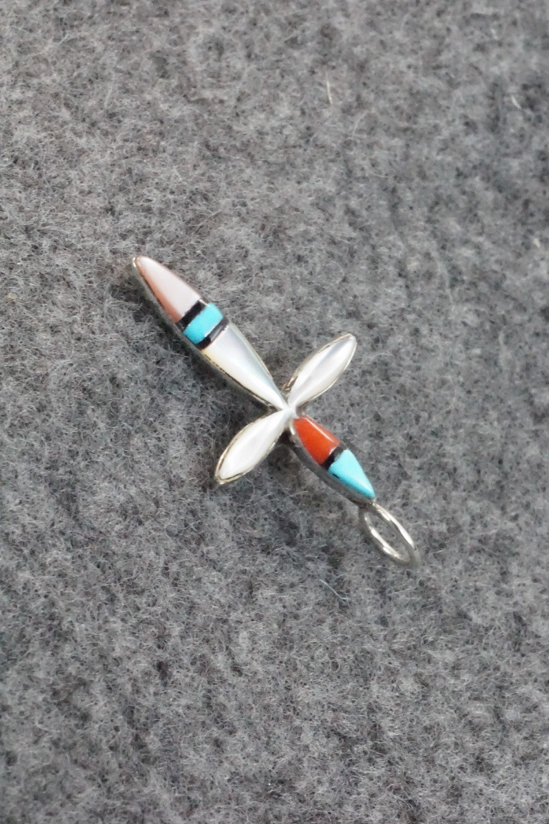 Multi Stone & Sterling Silver Inlay Pendant - Lynette Bowannie