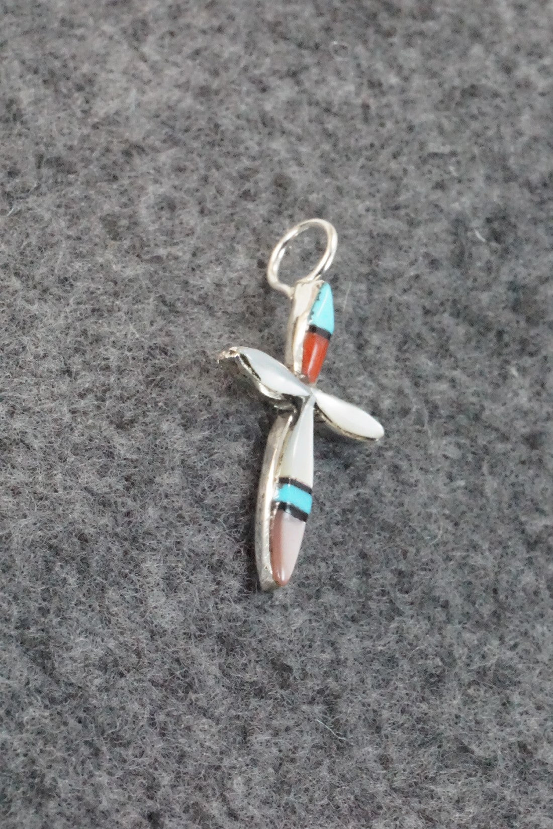 Multi Stone & Sterling Silver Inlay Pendant - Lynette Bowannie