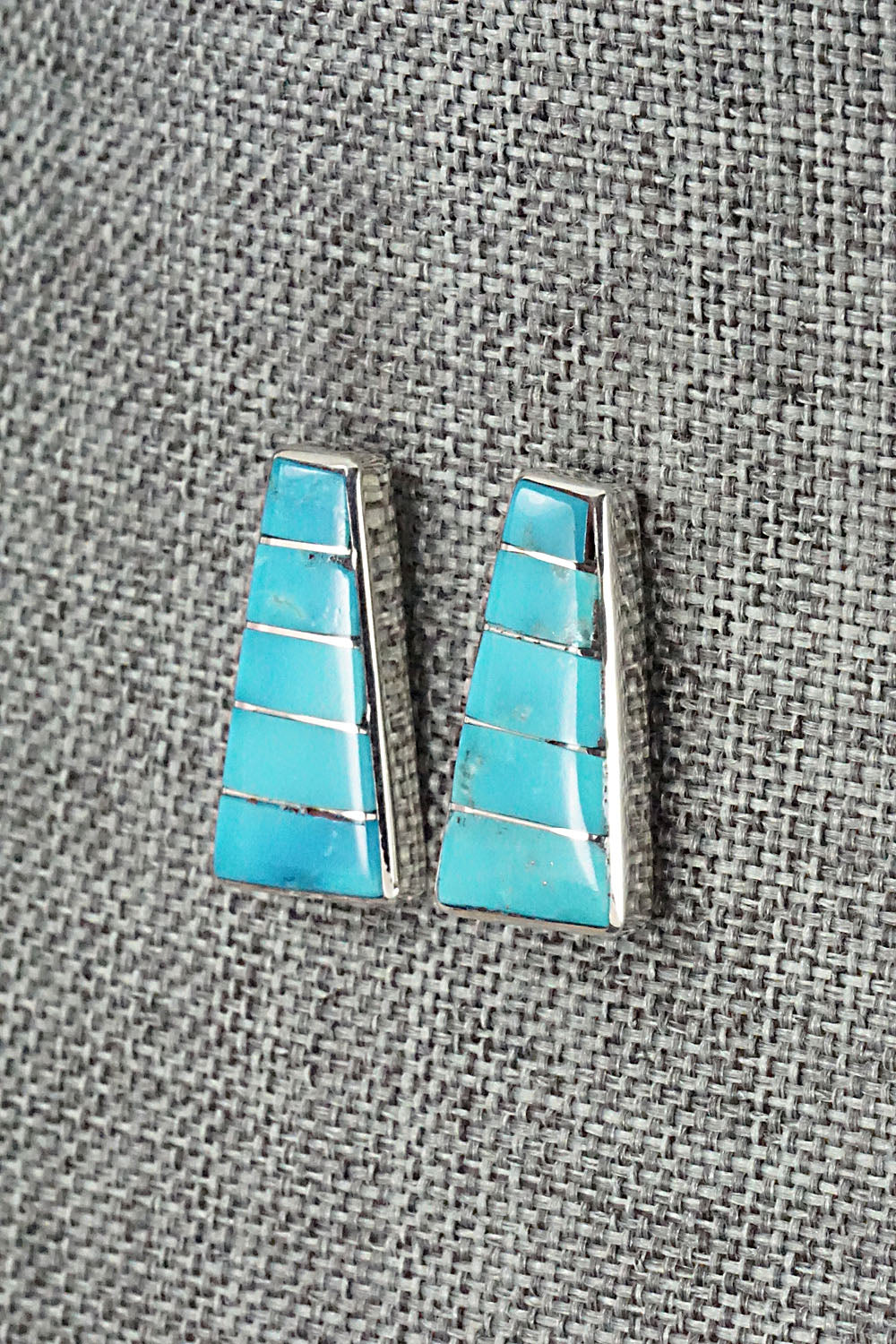 Turquoise & Sterling Silver Inlay Earrings - Michelle Haloo