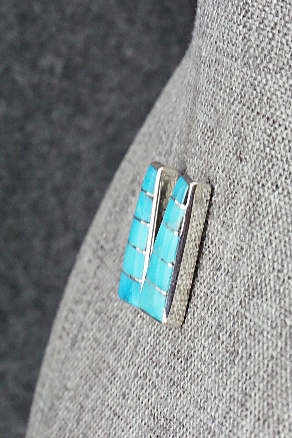 Turquoise & Sterling Silver Inlay Earrings - Michelle Haloo