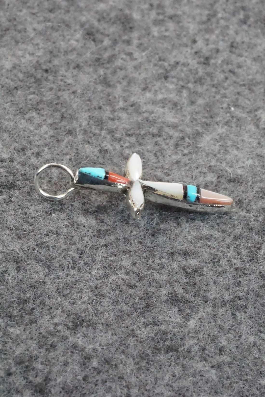 Multi Stone & Sterling Silver Inlay Pendant - Lynette Bowannie