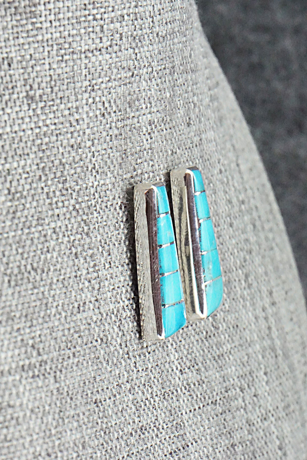 Turquoise & Sterling Silver Inlay Earrings - Michelle Haloo
