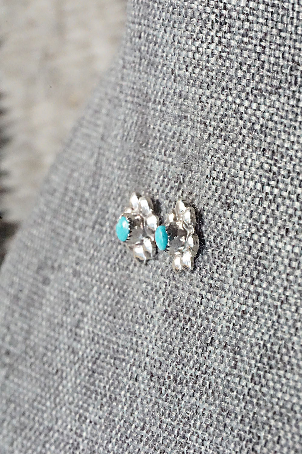 Turquoise & Sterling Silver Earrings - Ronald Yatsattie