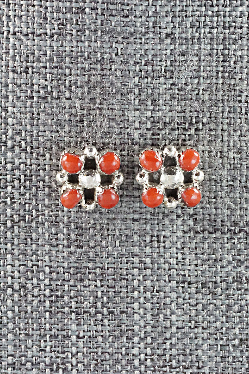 Coral & Sterling Silver Earrings - Maxine Malanie