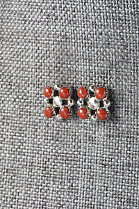 Coral & Sterling Silver Earrings - Maxine Malanie