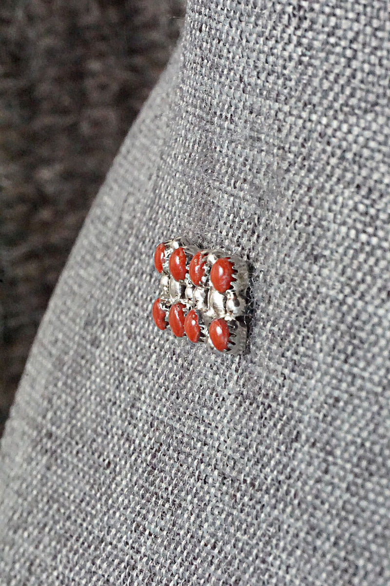 Coral & Sterling Silver Earrings - Maxine Malanie