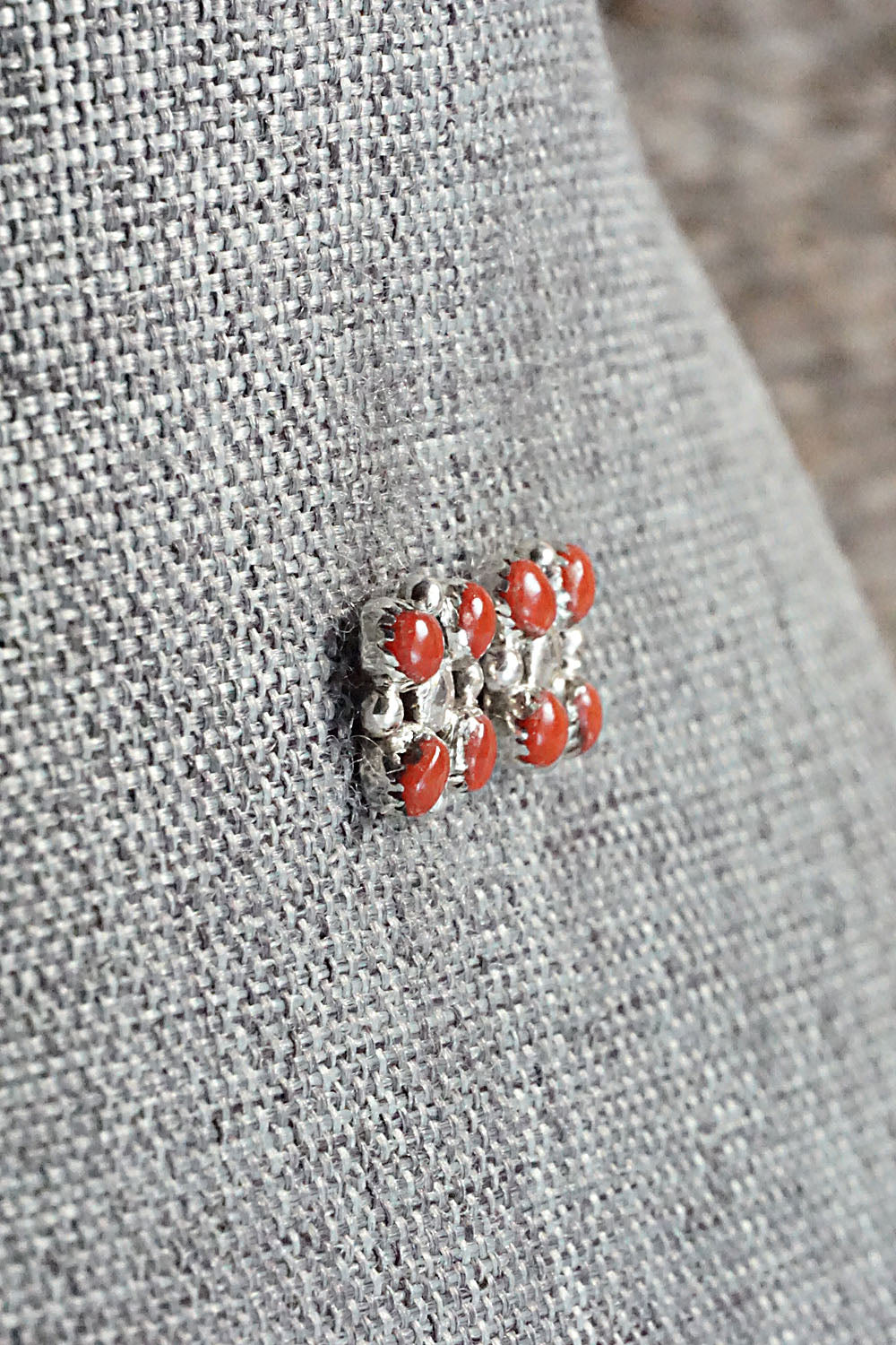 Coral & Sterling Silver Earrings - Maxine Malanie