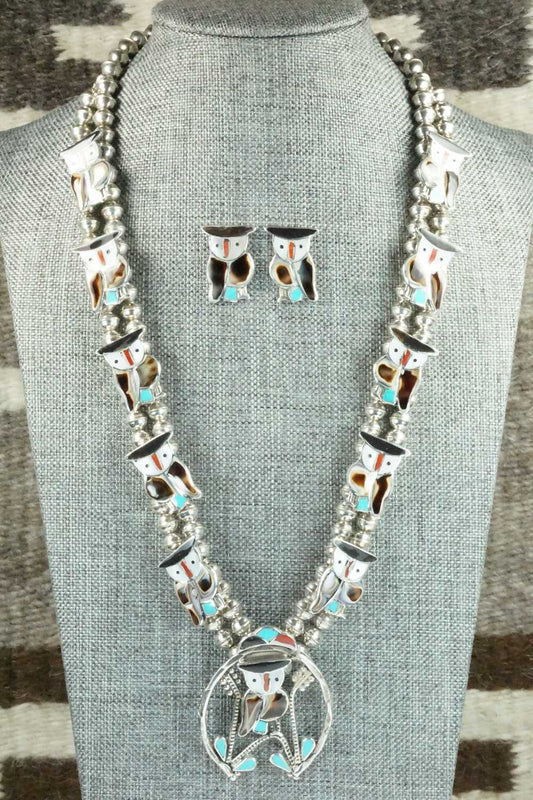 Multi Stone and Sterling Silver Inlay Necklace Set - Pitkin Natewa
