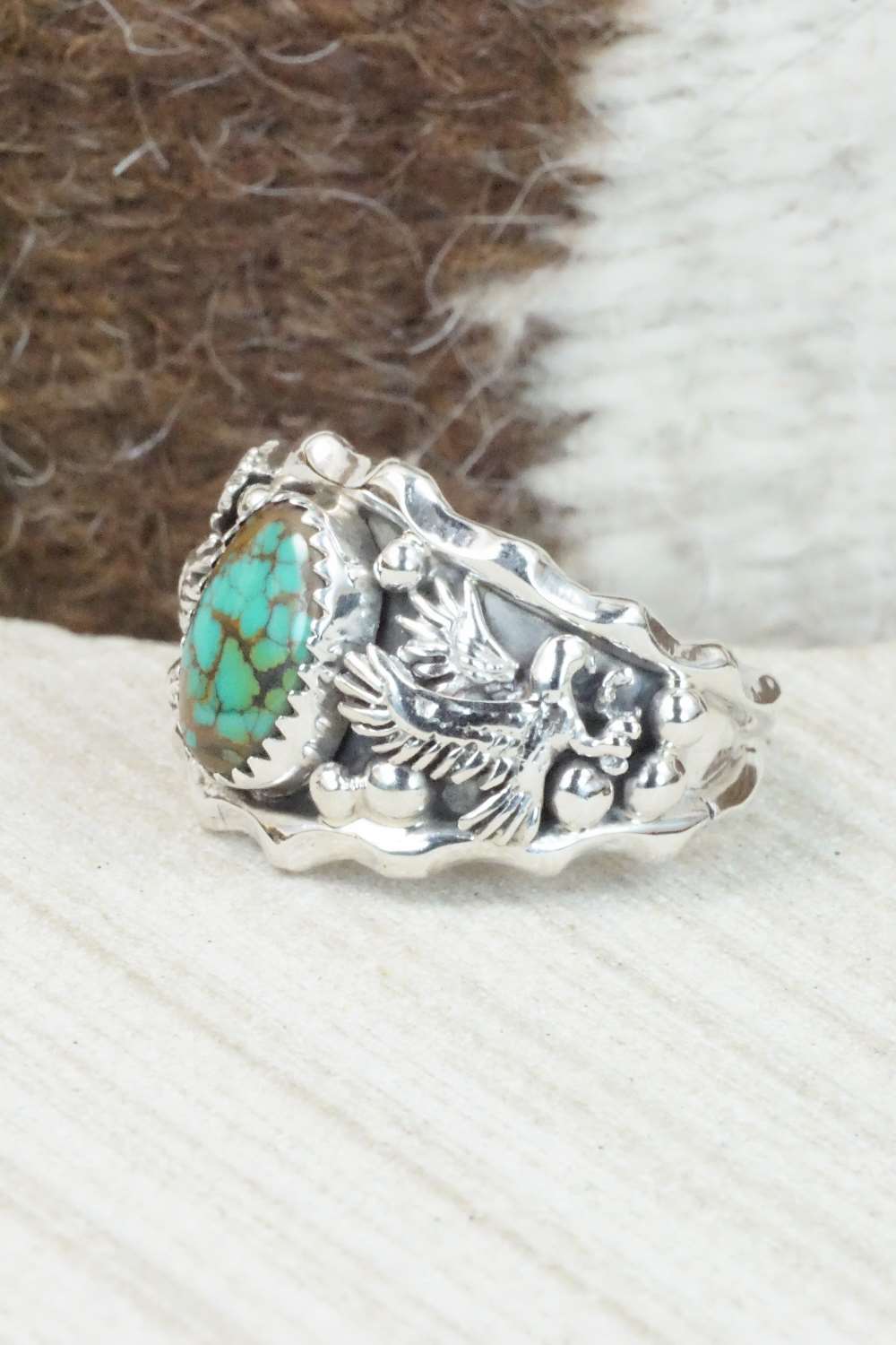 Turquoise & Sterling Silver Ring - Genevieve Francisco - Size 11.5