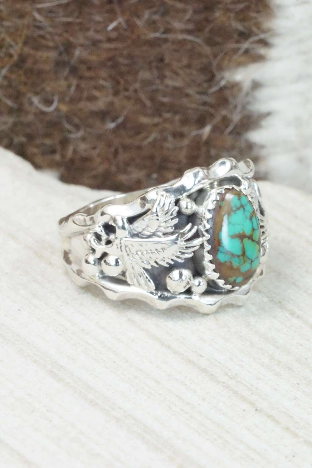 Turquoise & Sterling Silver Ring - Genevieve Francisco - Size 11.5