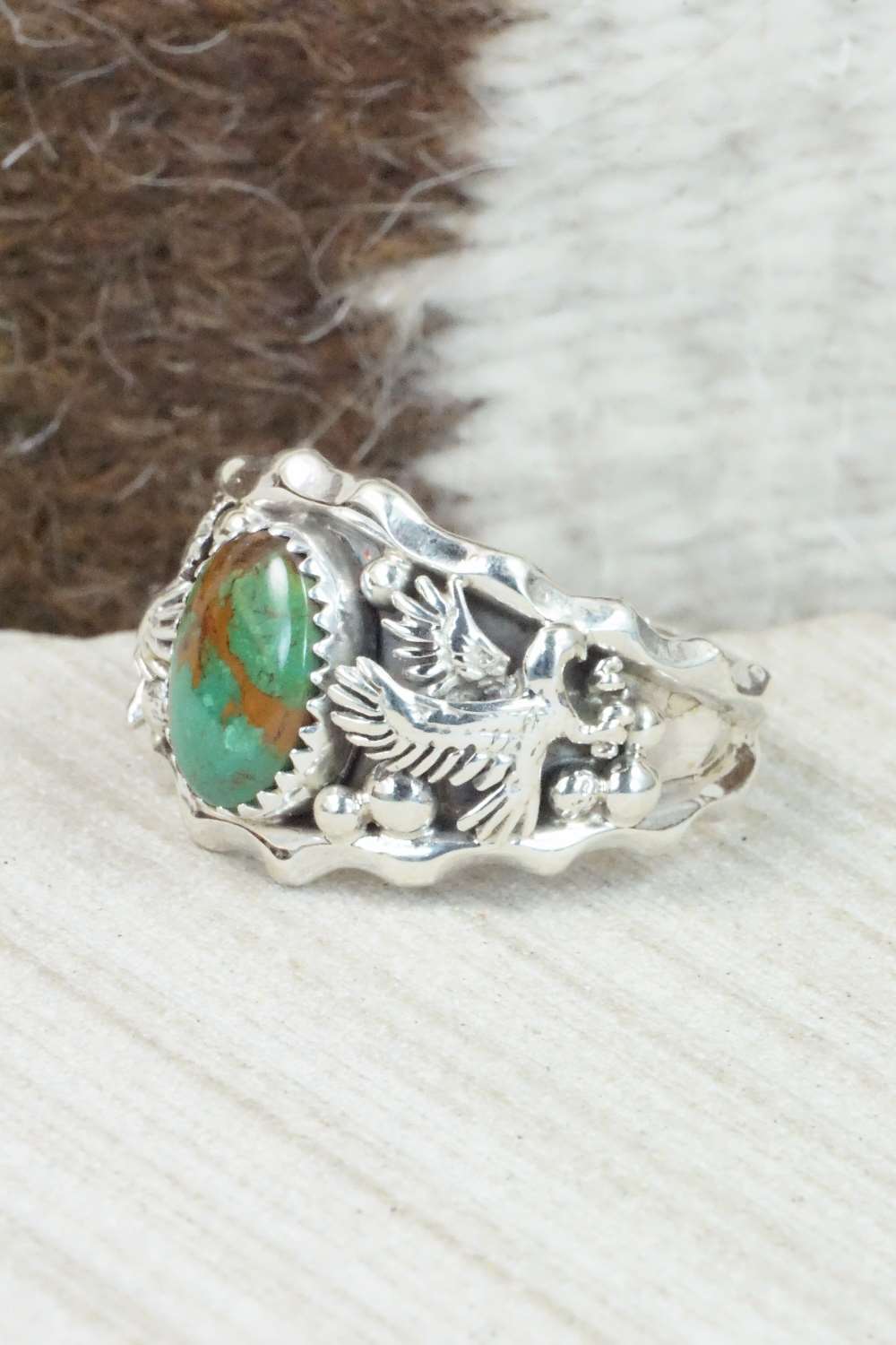 Turquoise & Sterling Silver Ring - Genevieve Francisco - Size 12.5