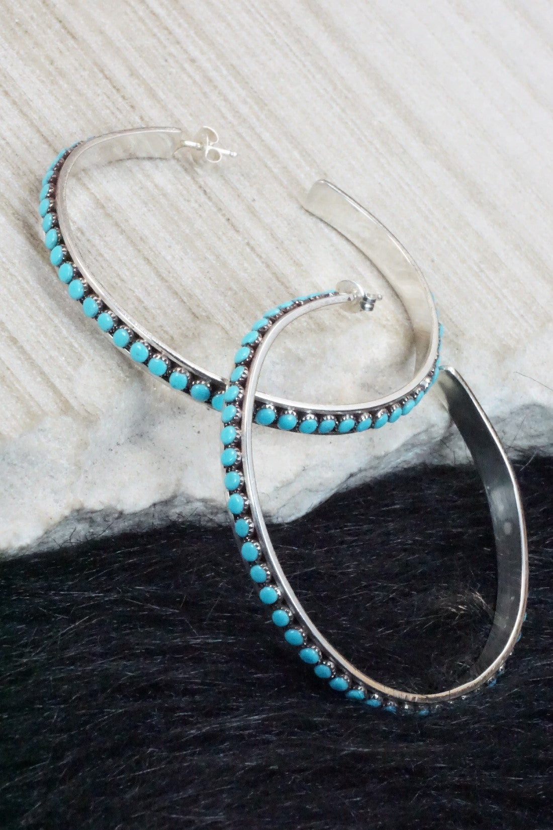 Turquoise & Sterling Silver Earrings - Lois Tzuni