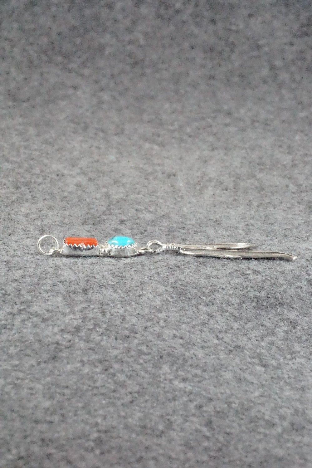 Turquoise, Coral and Sterling Silver Pendant - Annie Spencer
