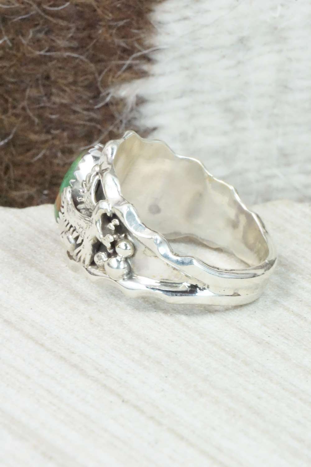 Turquoise & Sterling Silver Ring - Genevieve Francisco - Size 12.5
