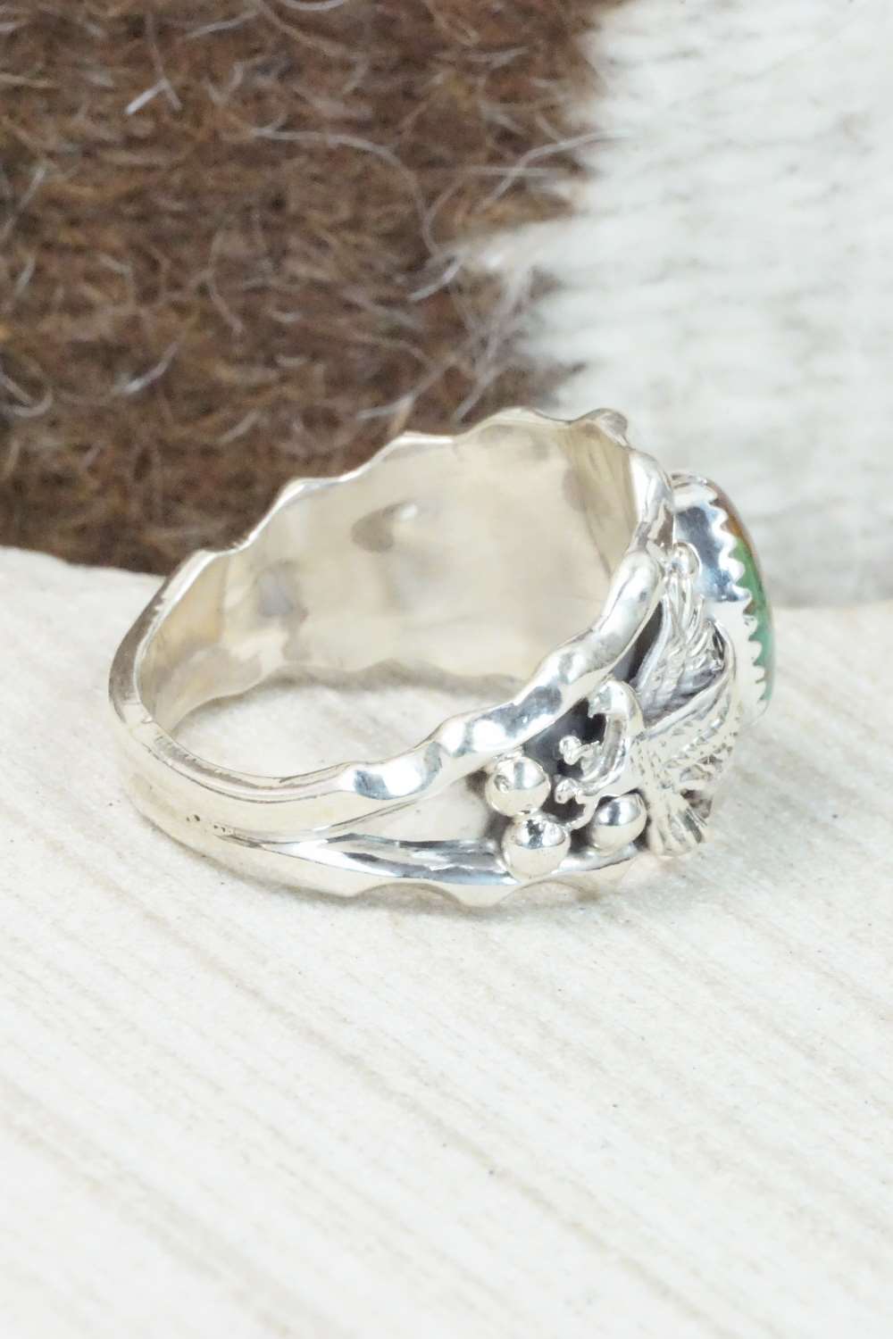 Turquoise & Sterling Silver Ring - Genevieve Francisco - Size 12.5