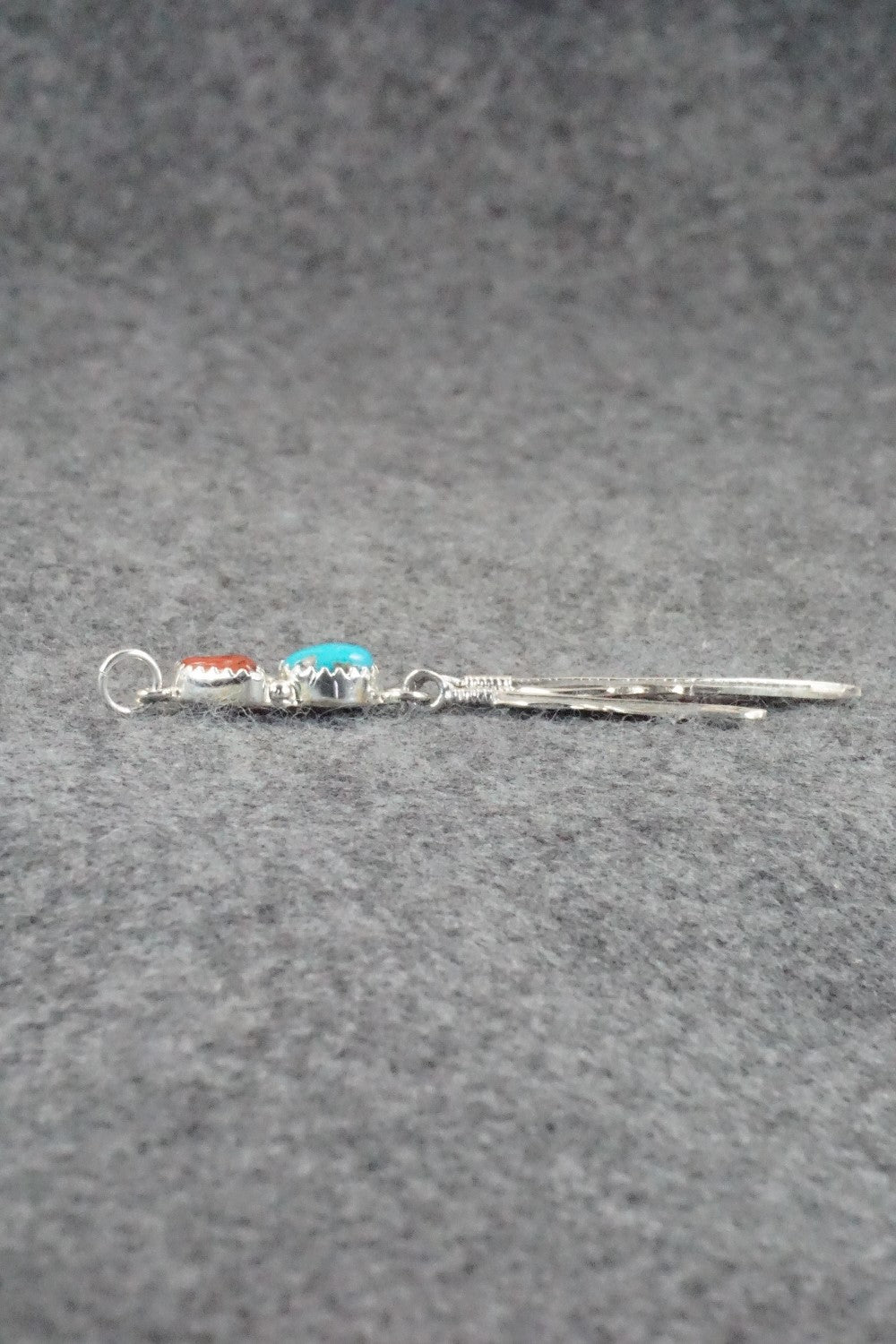 Turquoise, Coral and Sterling Silver Pendant - Annie Spencer