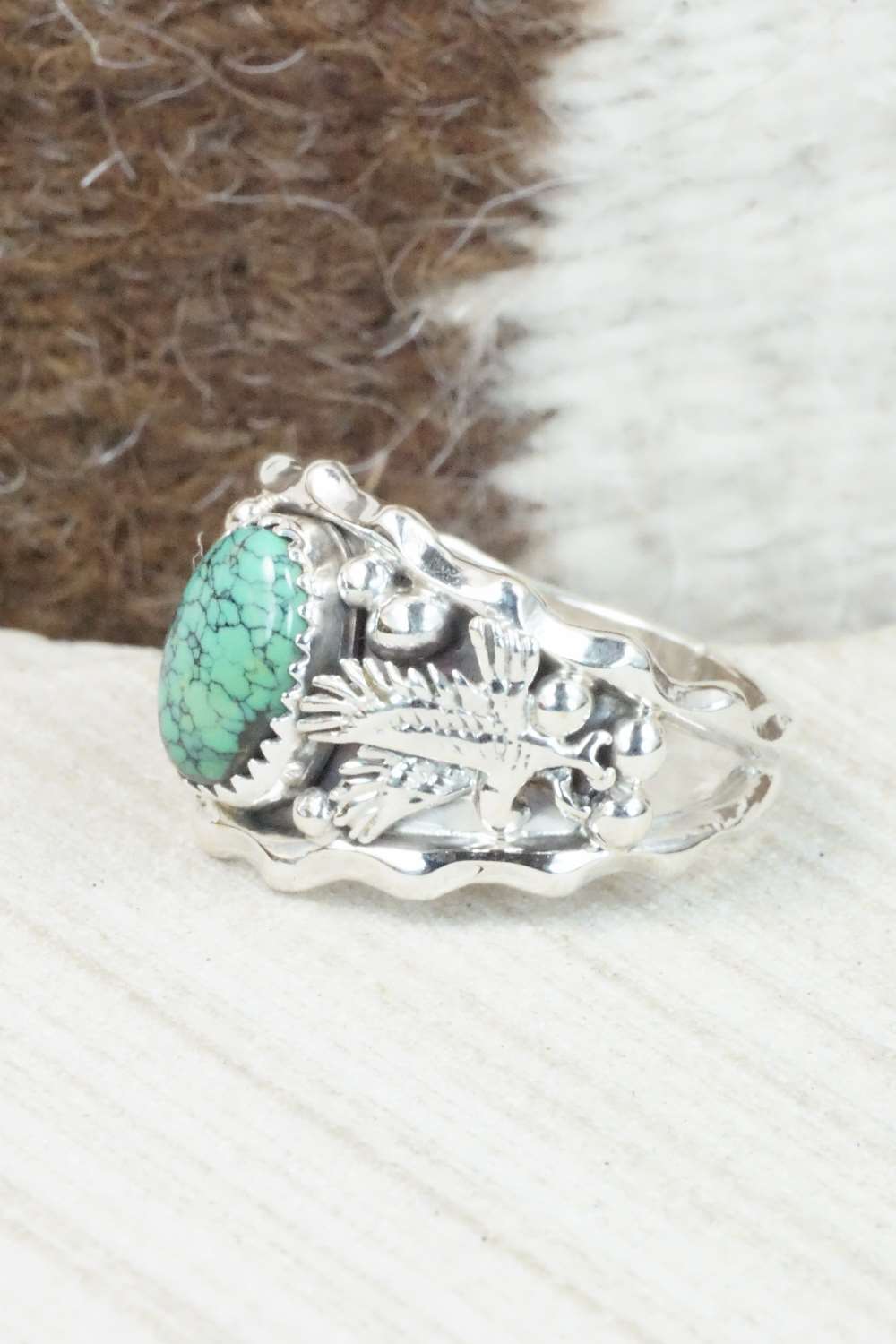 Turquoise & Sterling Silver Ring - Genevieve Francisco - Size 12.75