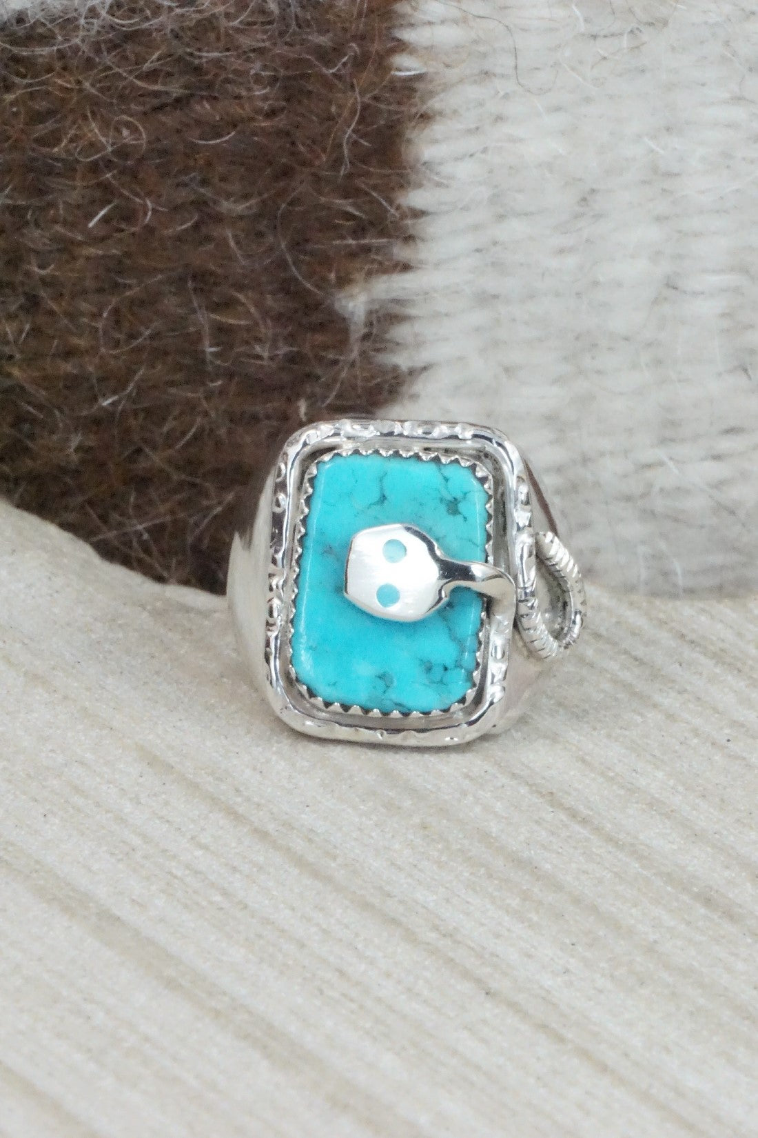 Turquoise & Sterling Silver Ring - Joy Calavaza - Size 10