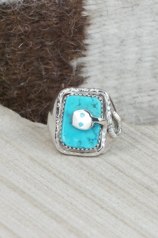 Turquoise & Sterling Silver Ring - Joy Calavaza - Size 10