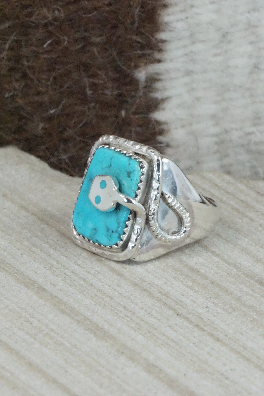 Turquoise & Sterling Silver Ring - Joy Calavaza - Size 10