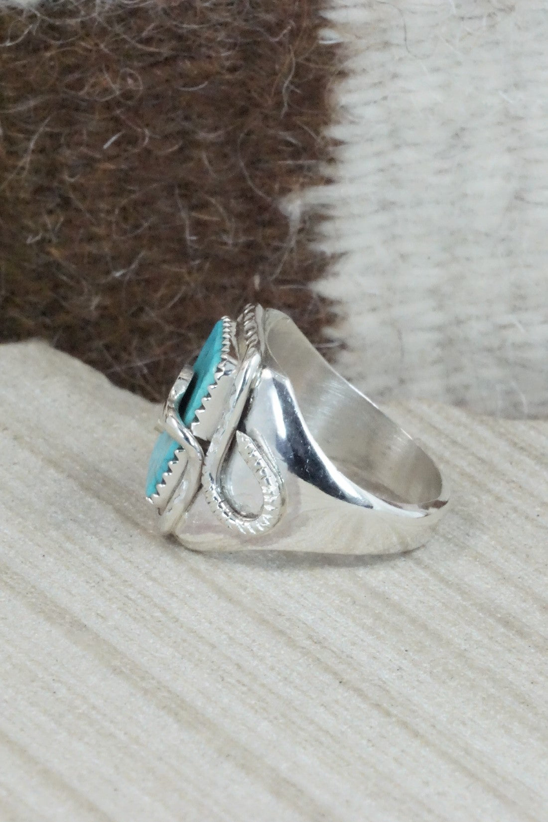 Turquoise & Sterling Silver Ring - Joy Calavaza - Size 10