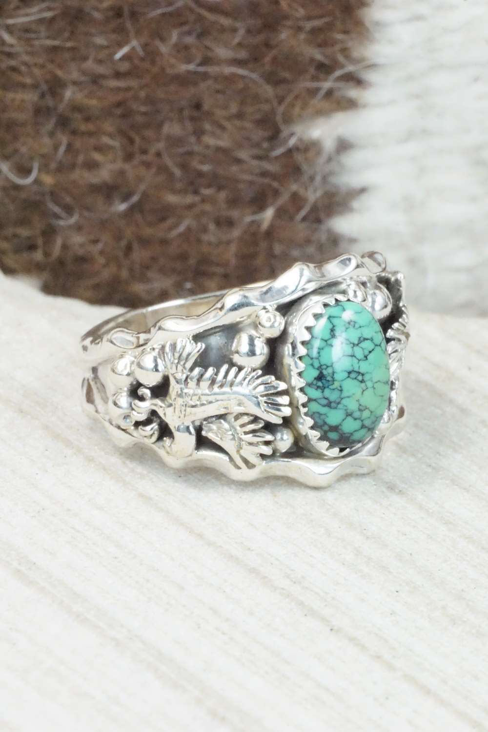 Turquoise & Sterling Silver Ring - Genevieve Francisco - Size 12.75