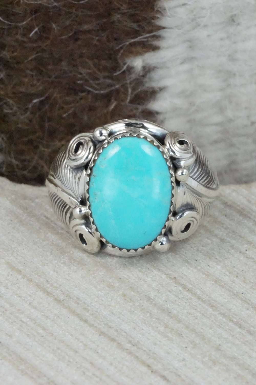 Turquoise & Sterling Silver Ring - Darrell Morgan - Size 10.75