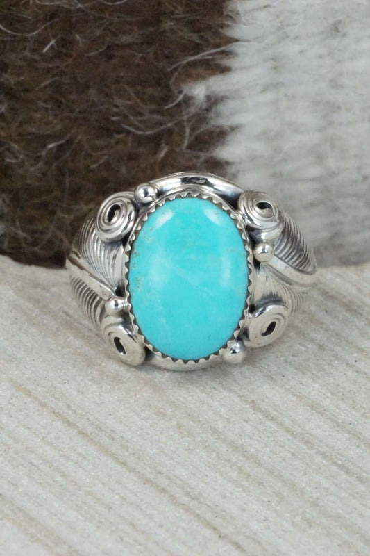Turquoise & Sterling Silver Ring - Darrell Morgan - Size 10.75