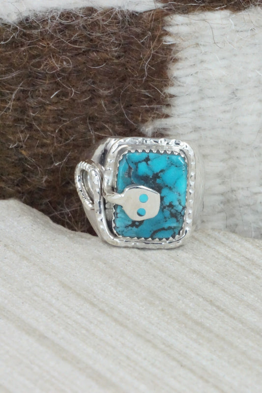 Turquoise & Sterling Silver Ring - Joy Calavaza - Size 10.5