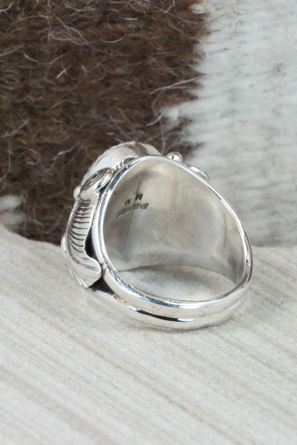 Turquoise & Sterling Silver Ring - Darrell Morgan - Size 10.75